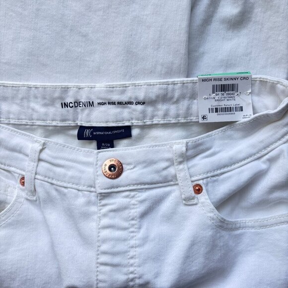 I.N.C. International Concepts White High-Rise Distressed Cropped Jeans NWT - Picture 11 of 11